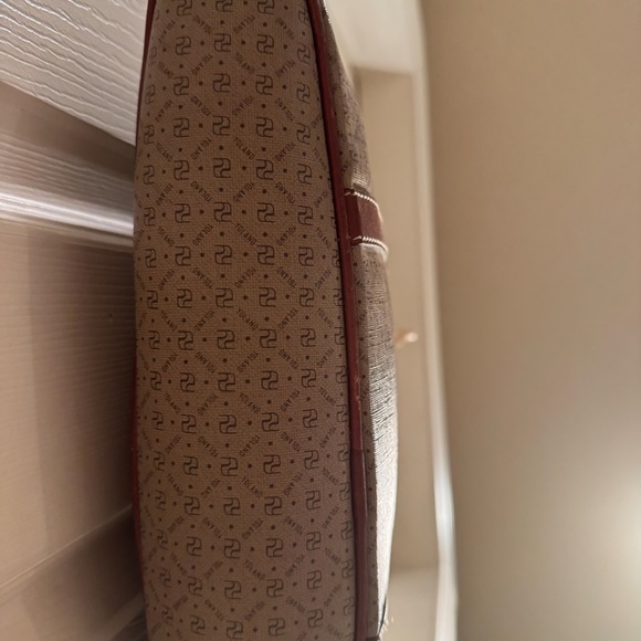 Yoland Monogram Coated Canvas Tote Brown Tan Leather Weekender Large - Picture 11 of 11